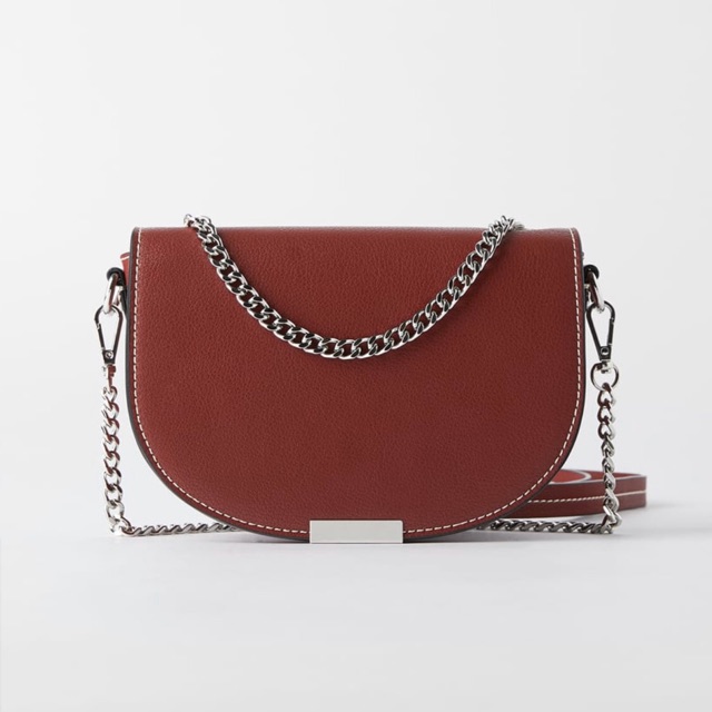 Zara oval discount leather crossbody bag