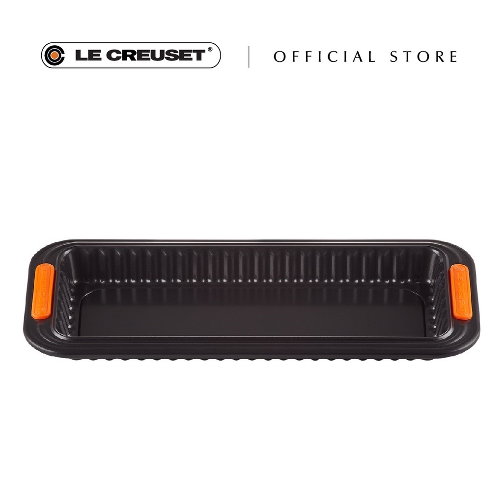 Le Creuset TNS Rectangular Fluted Tart Tin Loose Base Matte Black