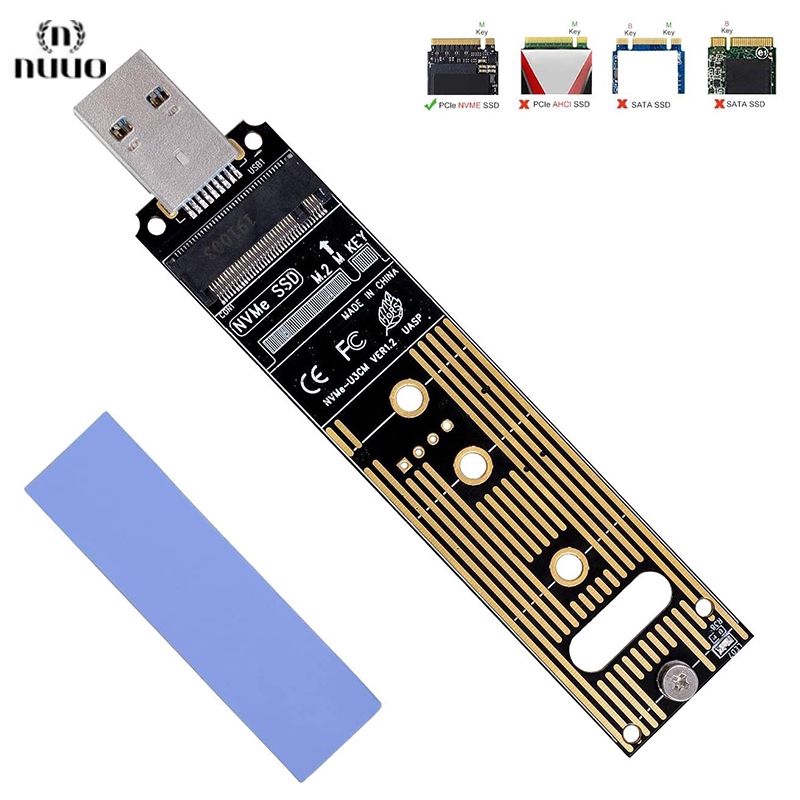 M.2 NVME USB 3.1 Adapter, M-Key M.2 NVME to USB Card Reader USB 3.1 Gen 2  Bridge Chip with 10 Gbps High Performance, Compatible with Samsung