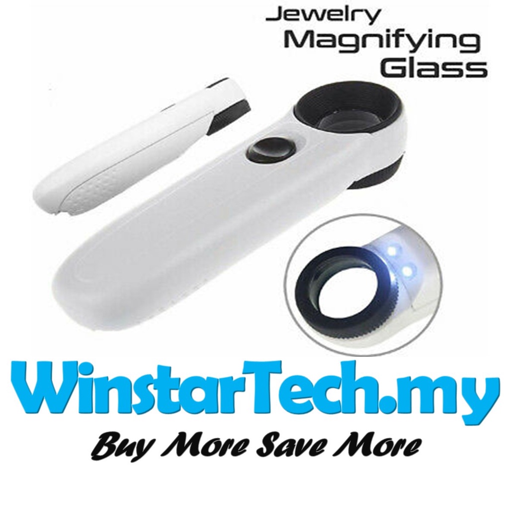 40X LED Hand Magnifier Magnifying Glass Lens White Light Reading Jewelry Loupe Shopee Malaysia