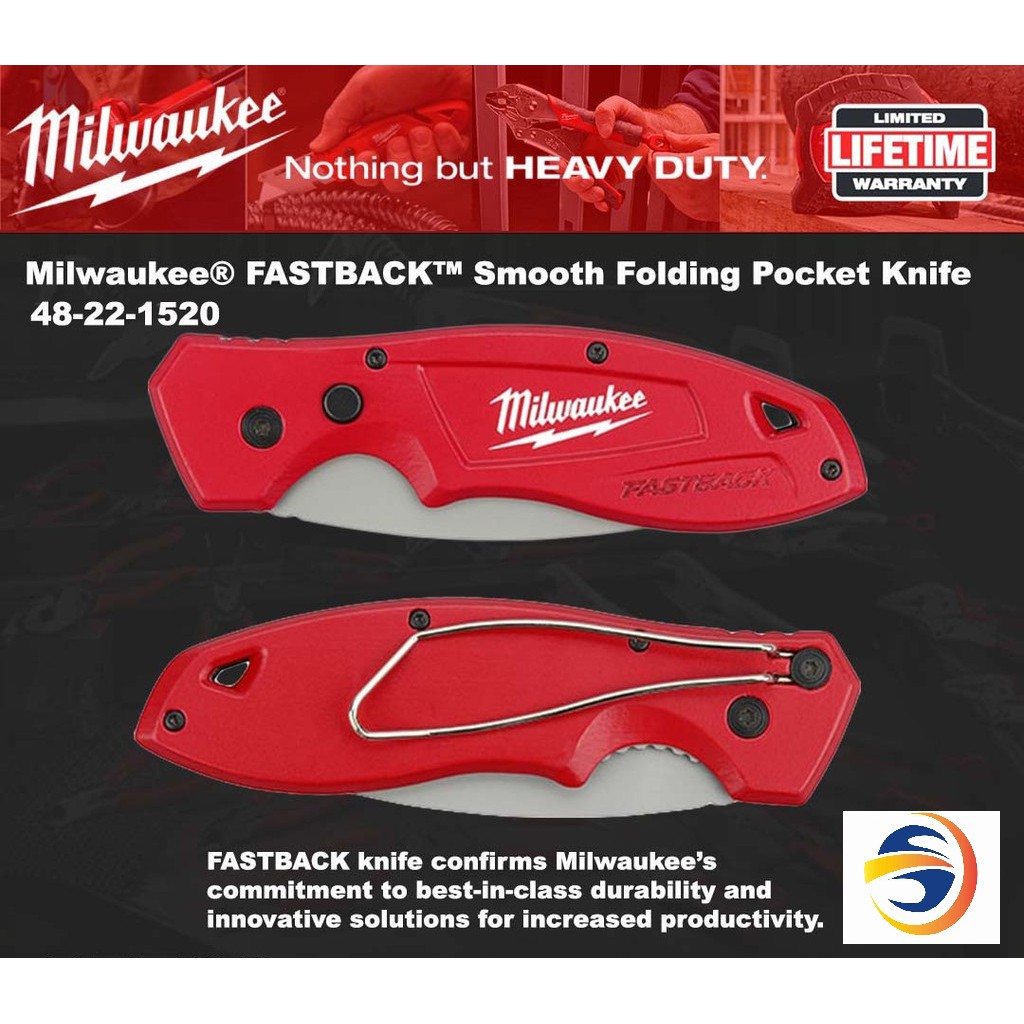 MILWAUKEE FASTBACK FOLDING KNIFE (LIMITED LIFETIME WARRANTY) Shopee