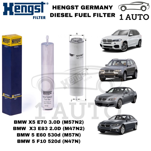 (MADE IN GERMANY) HENGST GERMANY DIESEL FUEL FILTER BMW F10 E60 520d