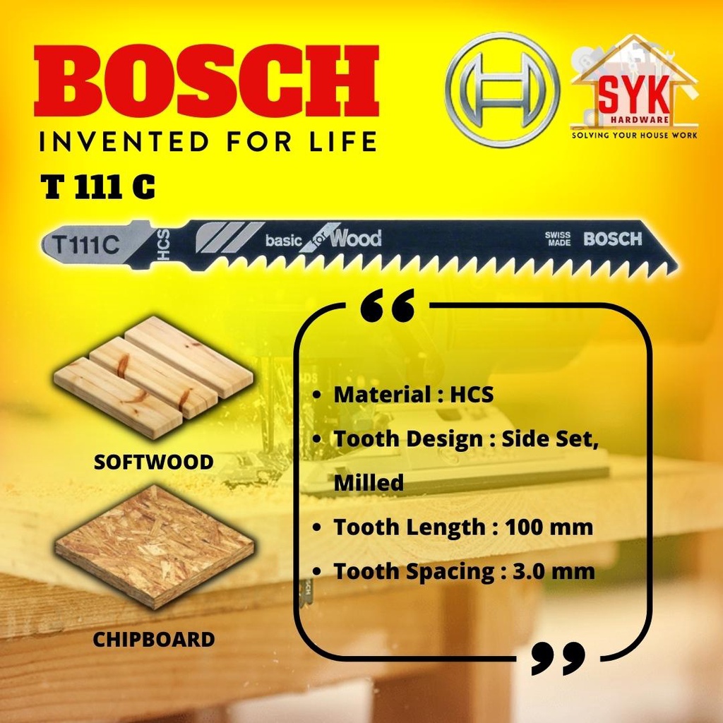 SYK BOSCH Jigsaw Blade Wood For Jig Saw Machine (T111C/T101AO/T101B