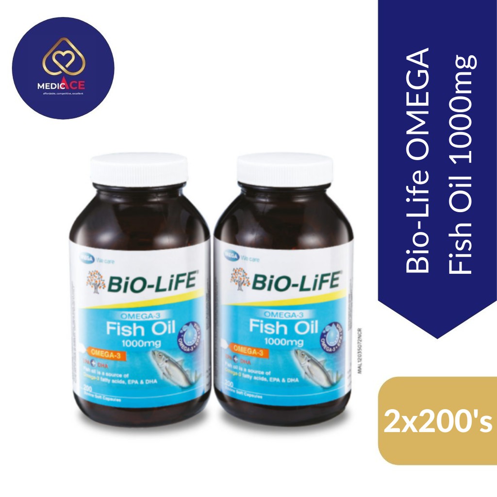 Bio-Life Omega-3 Fish Oil 1000mg 2X200'S (Exp: 11/2023) | Shopee Malaysia