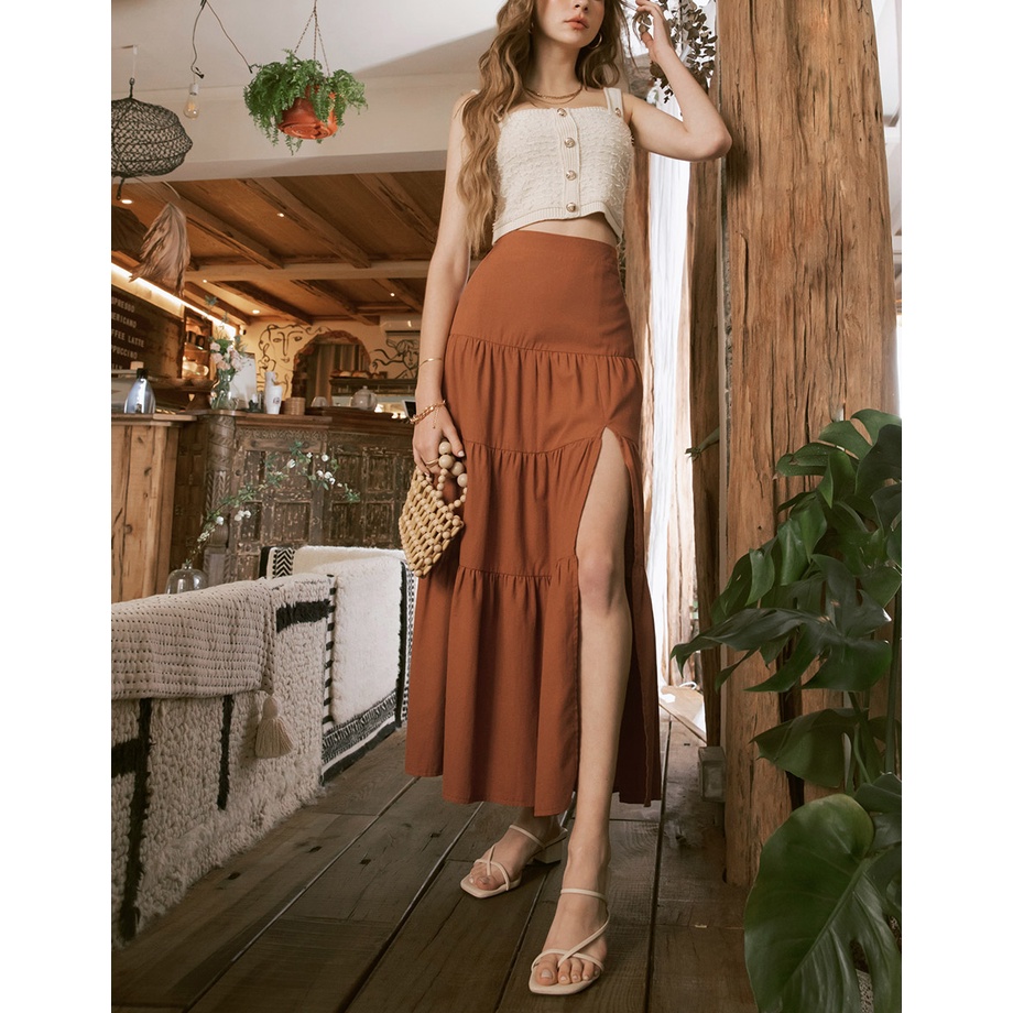 Boho maxi skirt on sale zipper