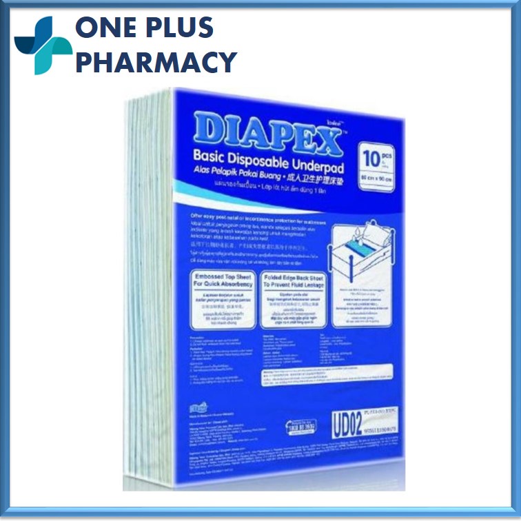 [FREE 1 PC] Diapex Basic Disposable Underpads 10pc (60cm x 90cm ...