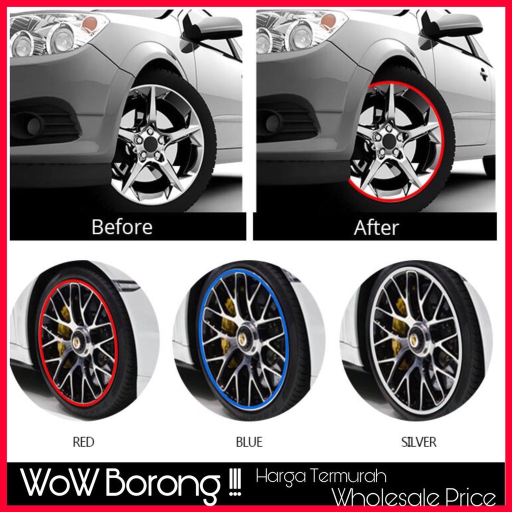 8M Car Wheel Rim Sticker Chrome Wheel Decoration Auto Tire Rims Plated ...