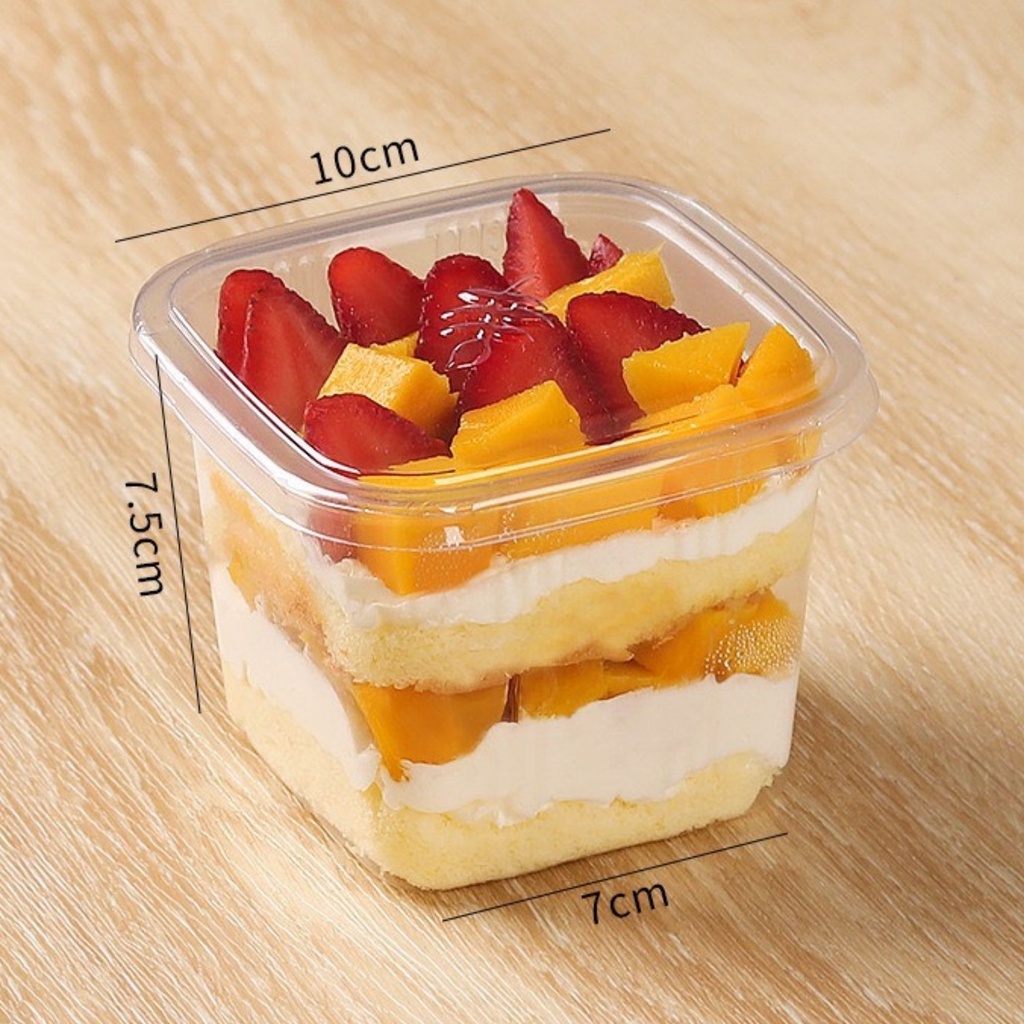 Set Of 50 B108 Square tiramisu Plastic Boxes With Lid Shopee Malaysia