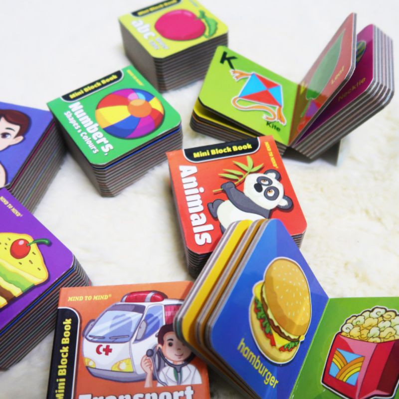 MINI BLOCK BOOK SET FOR KIDS (ABC, NUMBERS, TRANSPORT, FIRST WORDS, MY ...