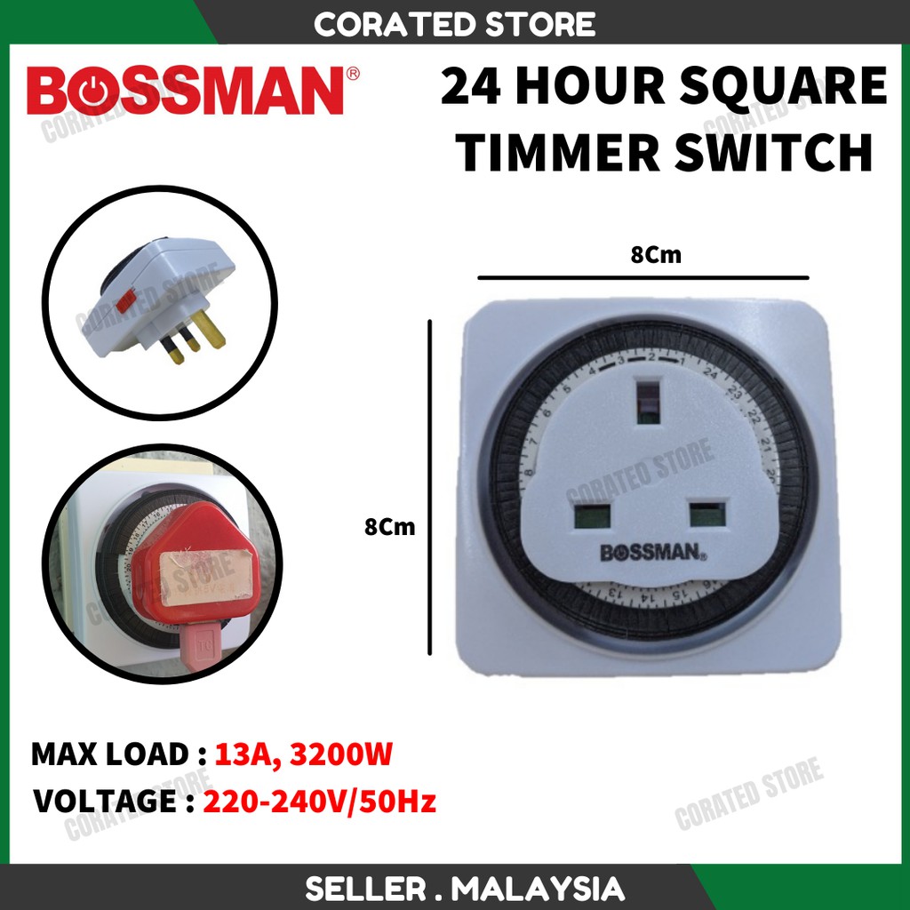 Bossman 24 Hour Square Timmer Switch | Shopee Malaysia