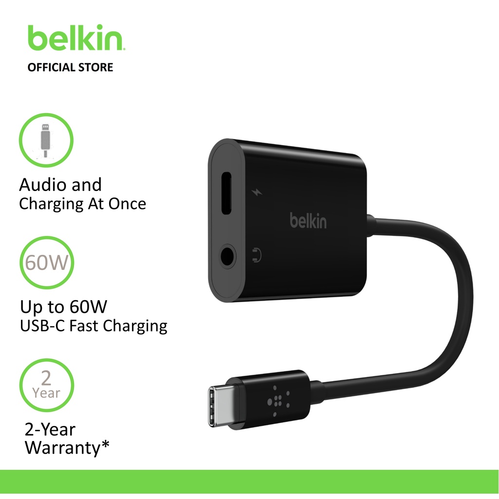 RockStar™ 3.5mm Audio + USB-C Charge Adapter, Belkin