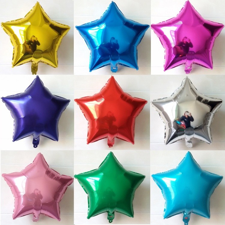 10pcs/pack 10-inch Red Aluminum Foil Star Shaped Balloons, Party Decoration