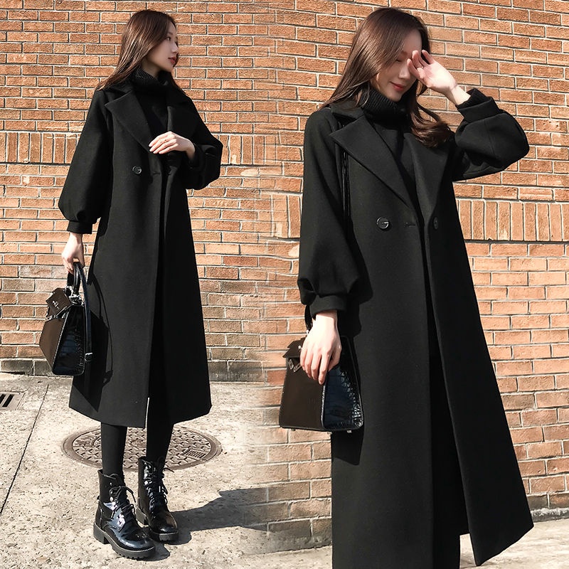 Cashmere Woolen Coat Hepburn Style Cocoon Shape Slimmer Look Long Over ...