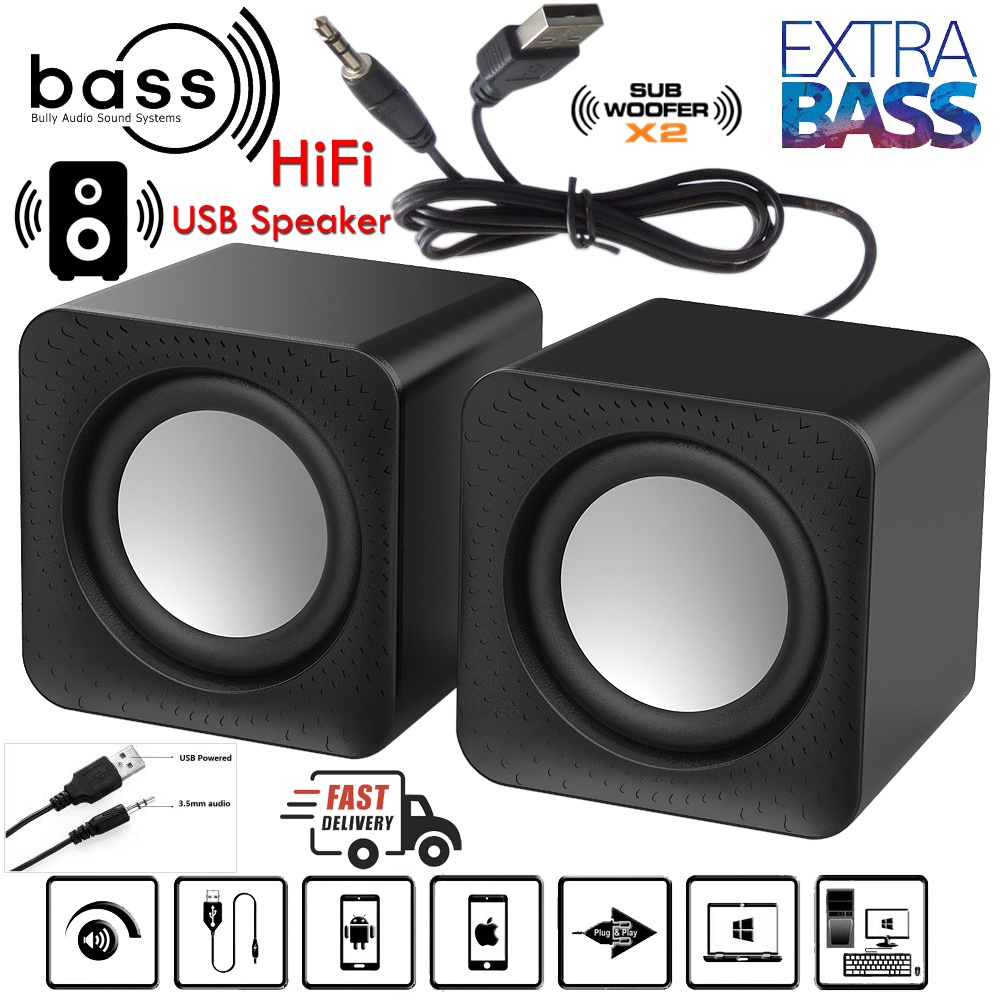 【BASS】Speaker Computer Speaker with Volume Control Wired USB Speaker 9D