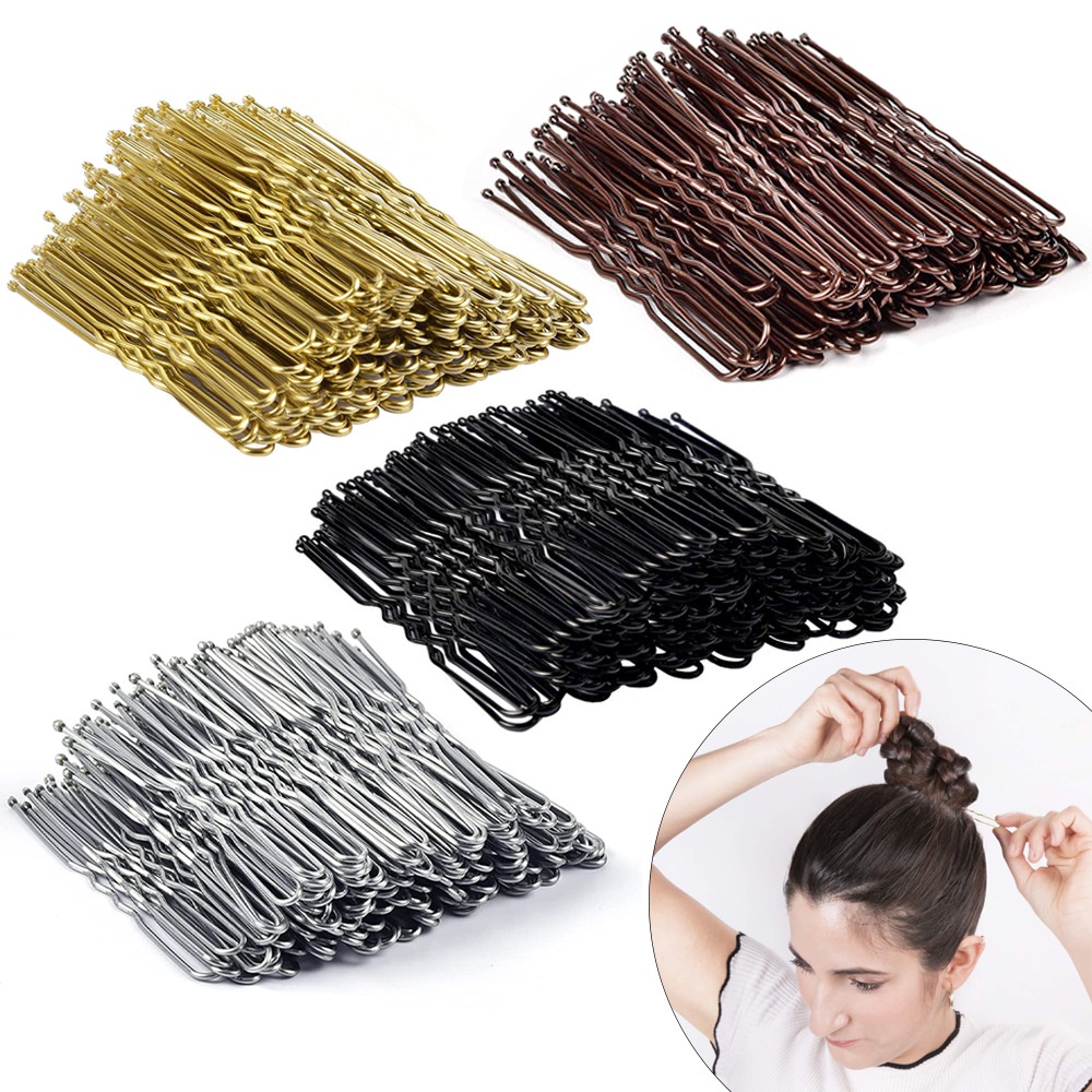 50 pcs/Bag 5/6/7cm U Shaped Alloy Hairpins Waved Hair Clips Simple ...