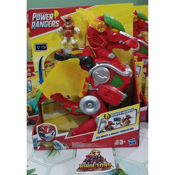 Power Rangers Playskool Heroes – Red Ranger E Dragon Thunderzord, Figure 7,6 Cm Con Luci, Suoni E Lanciatore - 4