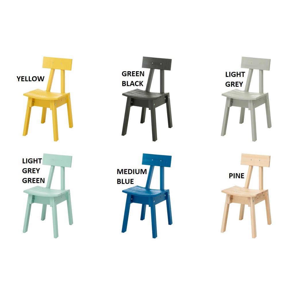IKEA INDUSTRIELL Chair / Wood Chair / Kerusi Kayu / YELLOW / BLUE