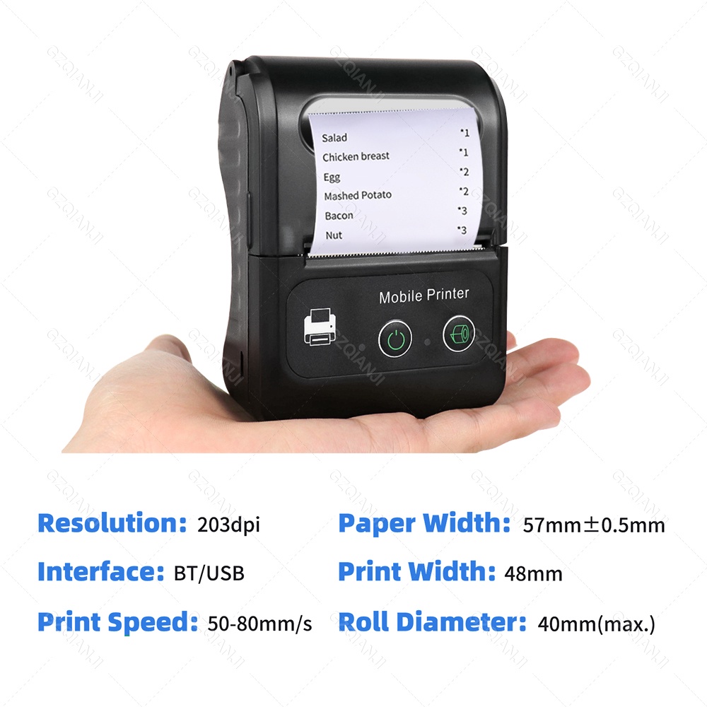 80MM Thermal Printer Portable Wireless Bluetooth For Android iOS PC USB ...