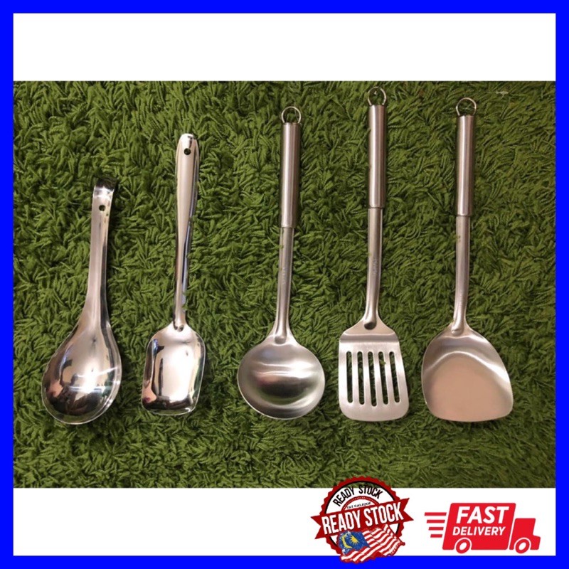 Senduk Lauk Stainless Steels Hotel Quality Serving Spoon Kari Curry