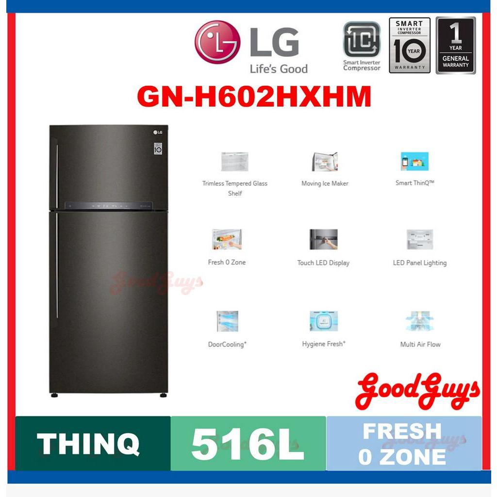 LG GNH602HXHM 516L Top Freezer Fridge in Black Steel Finish / Smart