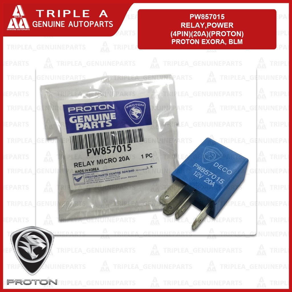 Original Relay Micro Blue Proton Exora, BLM PW857015 4 Pin, 20A, 12V ...