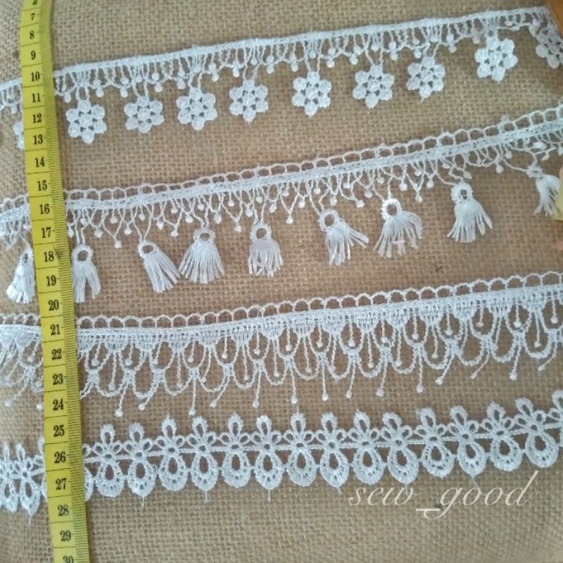 1 meter Renda Berjurai White Lace Renda Putih Halus Princess Lolita ...