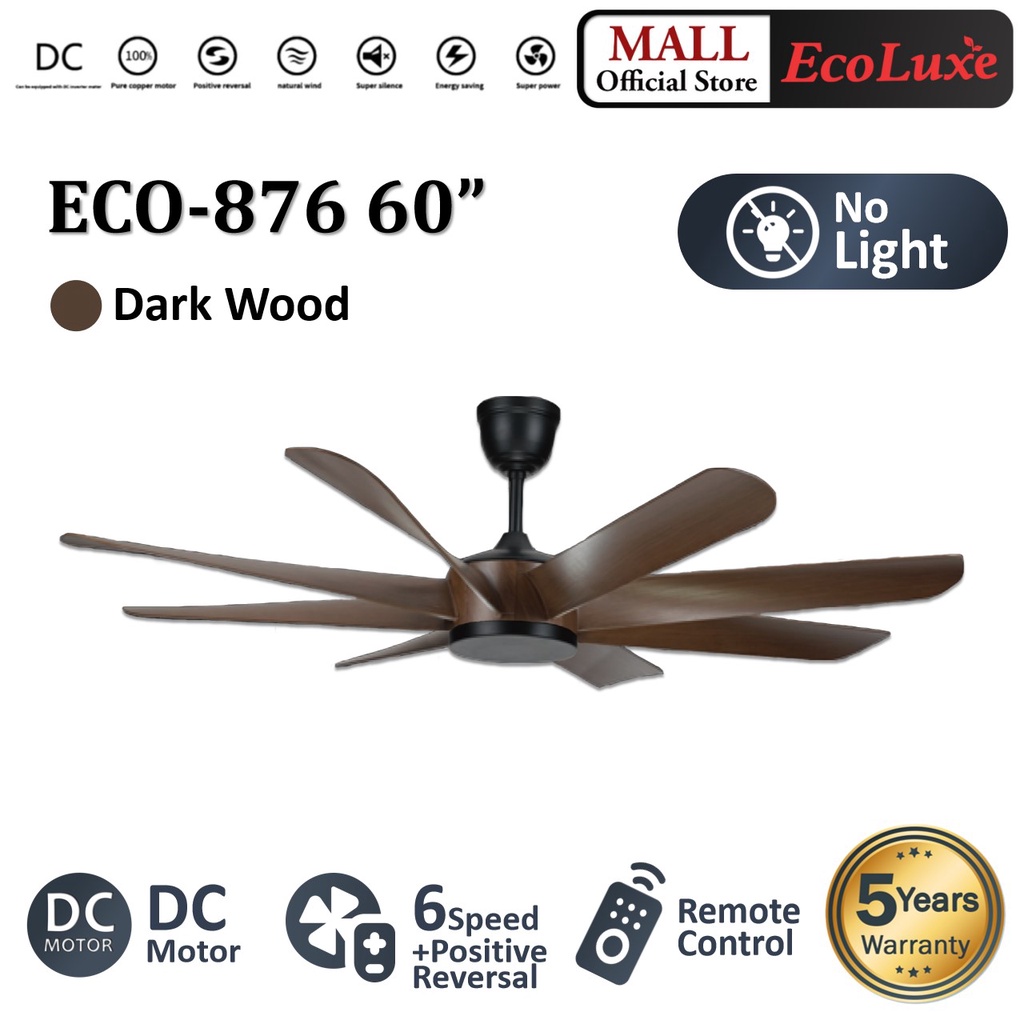 Ecoluxe DC Motor Ceiling Fan with LED Light 60