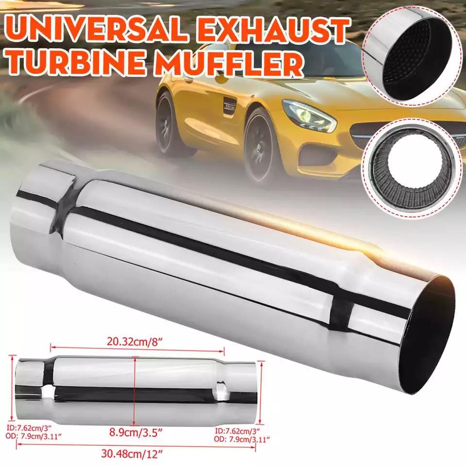 3" 76mm Car Resonator Silencer Stainless Steel Exhaust Muffler Pipe Turbine Muffler Tip Exhaust