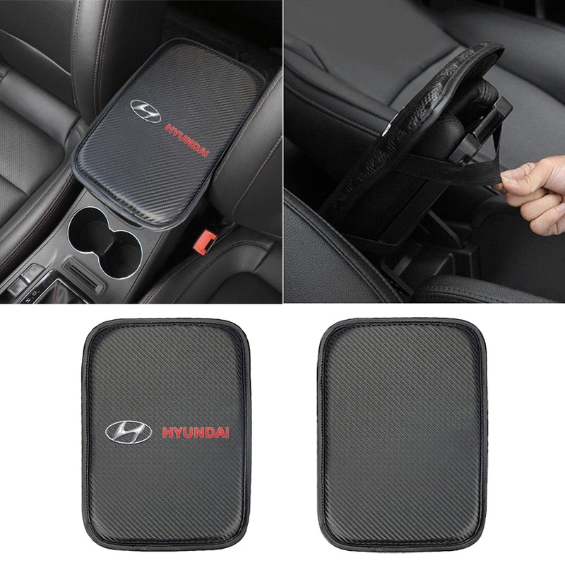 Hyundai Armrest Pad Protector Carbon Fiber Auto Center Console Storage