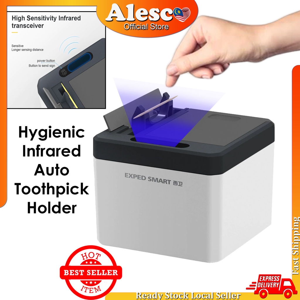 Automatic Pop Up Toothpick Dispenser Holder Hand Free Cotton Bud Box ...