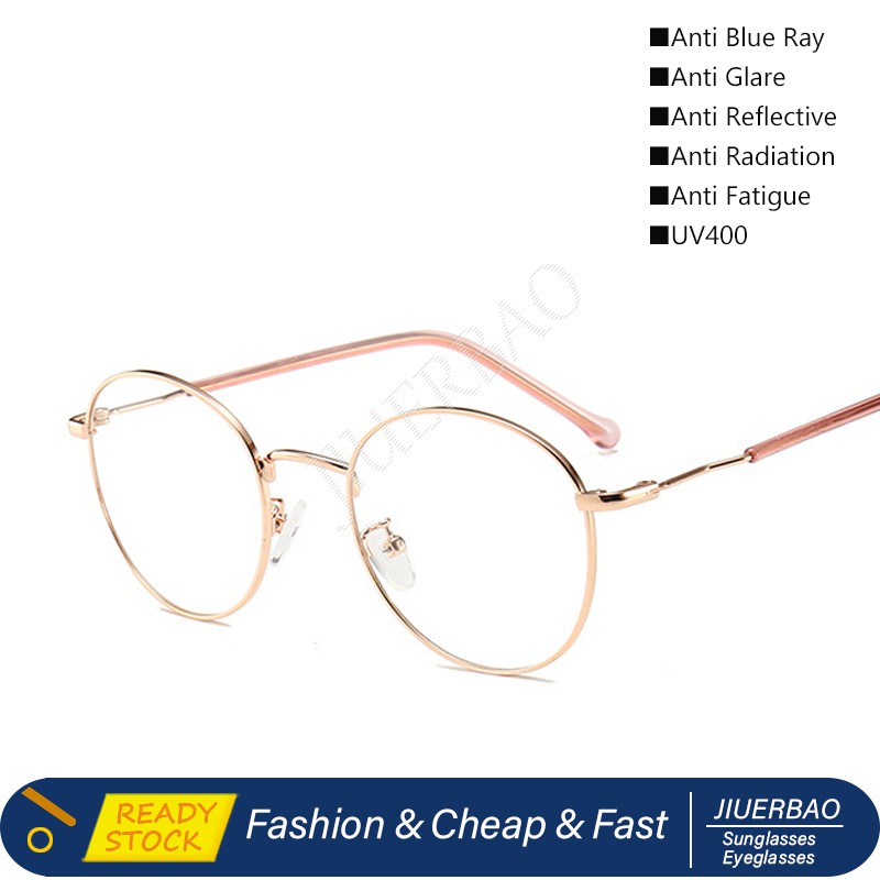 Anti Blue Ray Fashion Round Computer Eyeglasses for Women Men Metal ...
