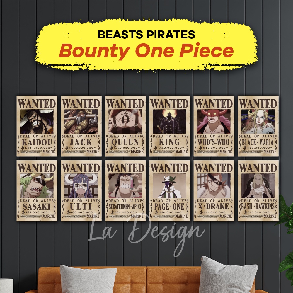 One Piece Wanted 1 Set Beast Pirates Crew Poster Aesthetic Anime One ...