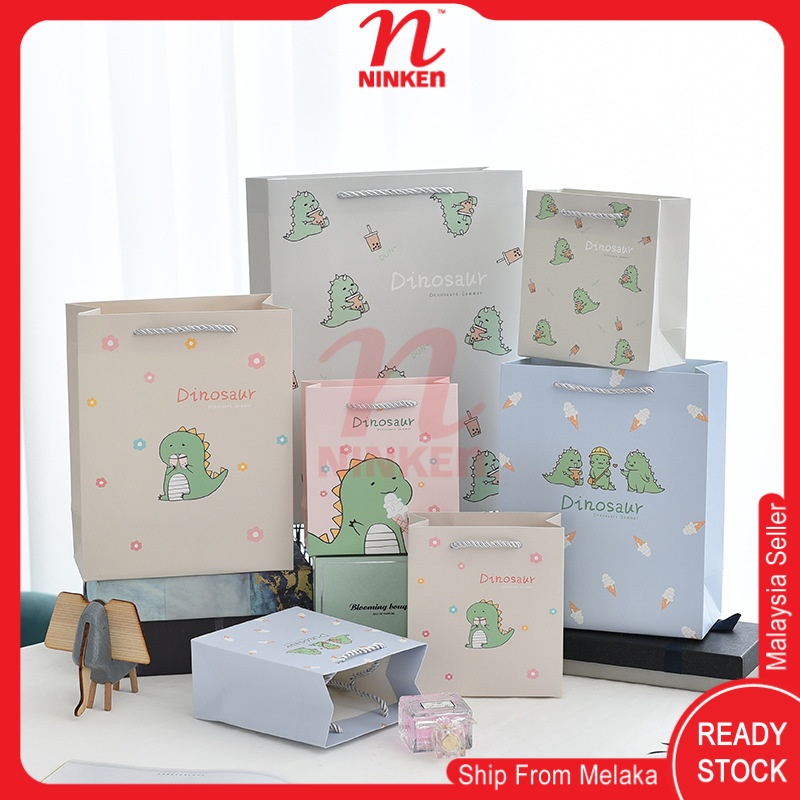 5pcs/pack Baby Dino Raya Paper Bag Shopping Bag Pastel Color Gift Bags