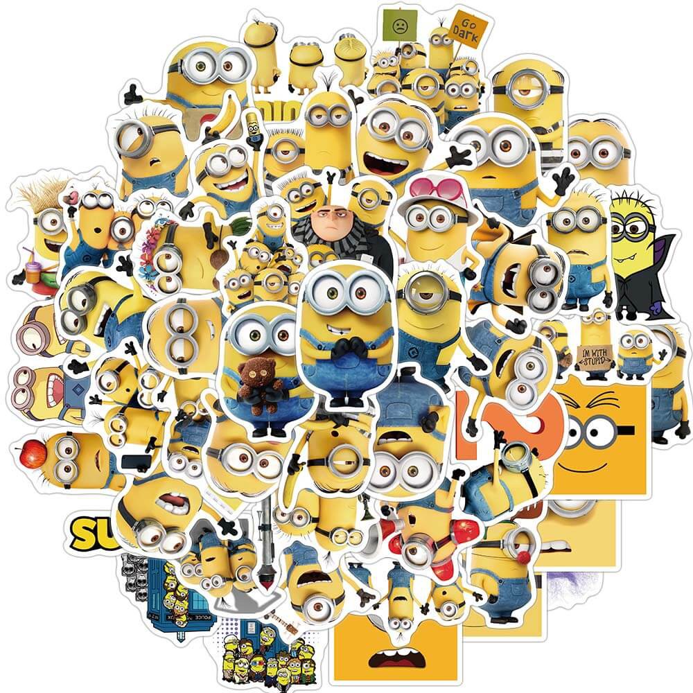 50Pcs Minions Cartoon Series Waterproof Stickers Sunscreen Film Toy ...