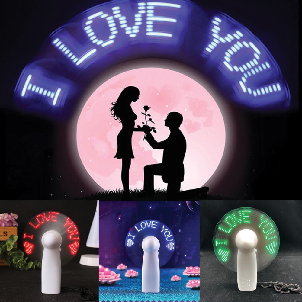 Portable Led Light Fan Love Font Confession Gift Cooling Fan Handheld ...