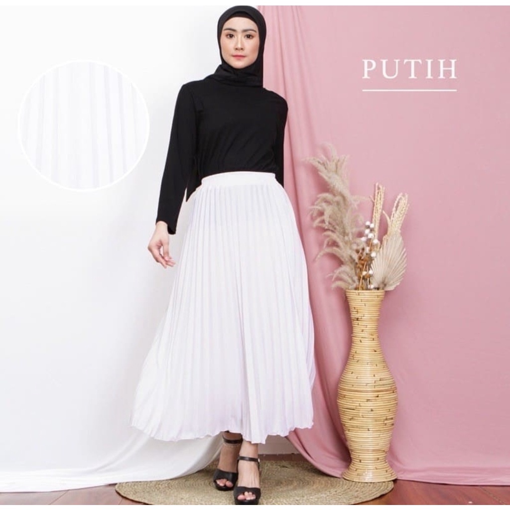 PUTIH White JUMBO Pleated Skirt //White Pleated Skirt | Color Pleated ...