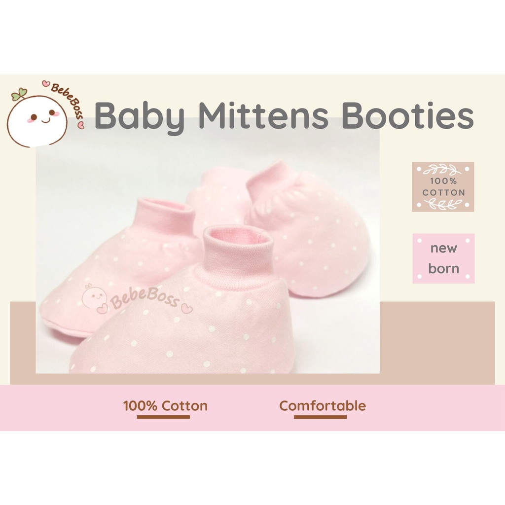BebeBoss2u Baby Mittens And Booties (1 Set) 100 Cotton / Sarung Tangan Dan Kaki Shopee Malaysia