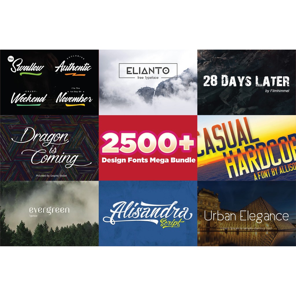 [ FONT ] 2500+ Design Fonts Mega Bundle TTF/OTF for Design/Weddings/T ...