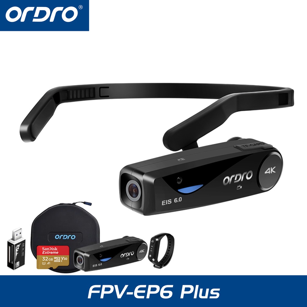 ORDRO EP6plus Camcorder 4K Head Mounted Camera Vlog Camera