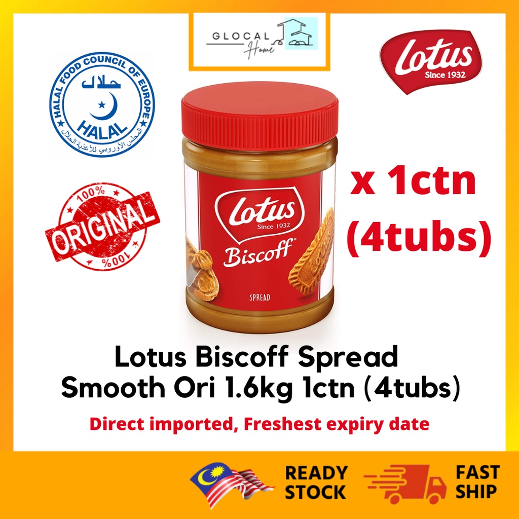 Lotus Biscoff Spread Smooth 1.6kg Original 1 Carton 4 Tubs Spread ...