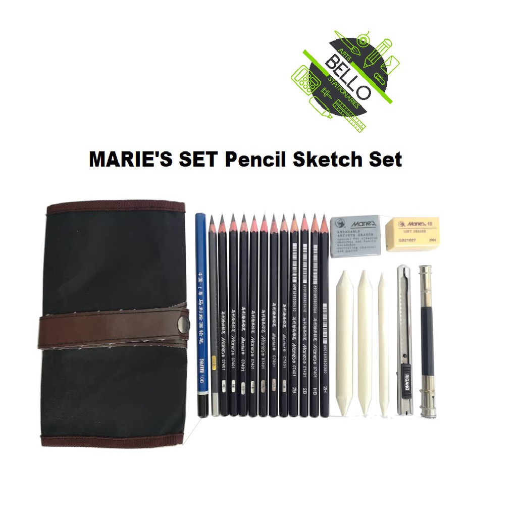 Marie's 12 Pcs Sketching Drawing Pencils with Box Set for Artists