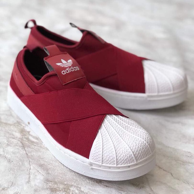 Adidas superstar slip on on sale red