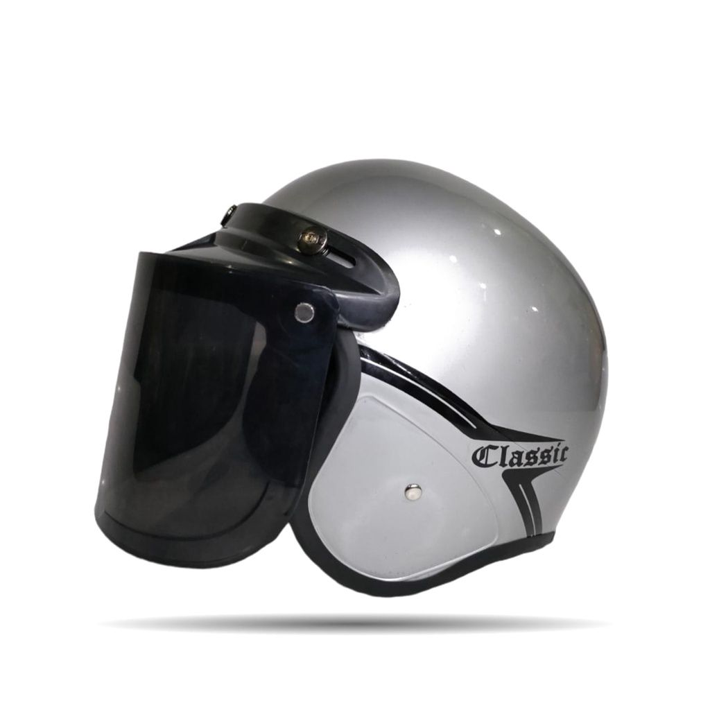 Neo CLASSIC SILVER Shiny Helmet + Glass PACKING FREE BOX Shopee Malaysia