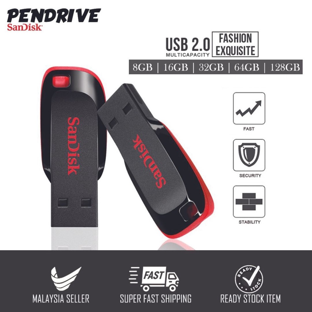 Sandisk Cruzer Blade USB Flash Drive (8GB/16GB/32GB/64GB/128GB ...