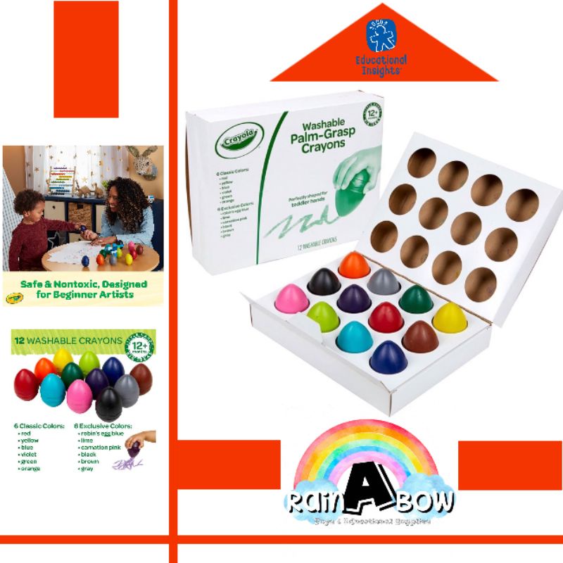 🛒 Crayola My First Palm Grip Crayons, Coloring for Toddlers 3 6 12 ct