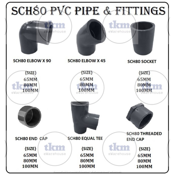 65MM/80MM/100MM PVC SCH80 PIPE & FITTINGS ELBOWX90,ELBOWX45,SOCKET