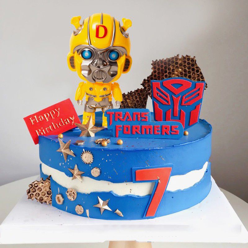 Transformer Toy Cake Topper Optimus Prime Bumblebee Kid Pretend Play ...