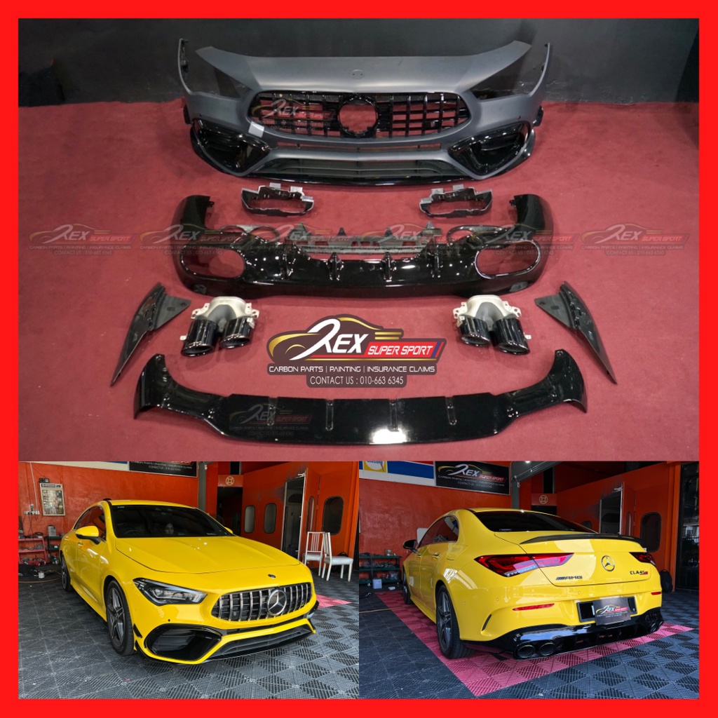 thumbnail image 2 of Gloss Black Front Splitter Spoiler Lip For Mercedes CLA Class W118 C118 AMG Line 2 of 3
