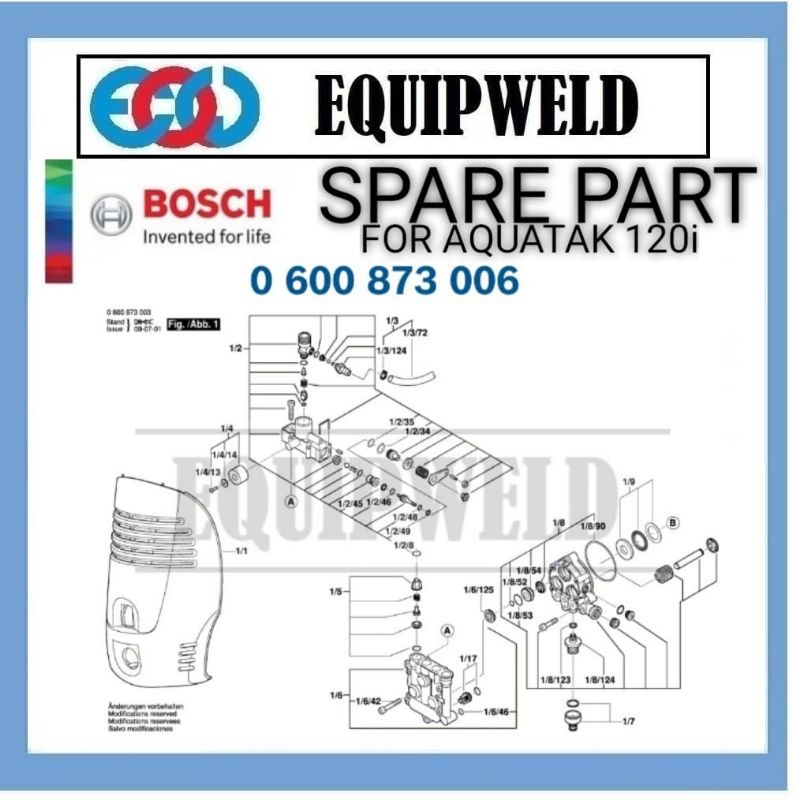 SPARE PART BOSCH CONTROL HEAD VALVE PARTS SET HOUSING FOR AQUATAK 120i HIGH PRESSURE CLEANER ORIGINAL