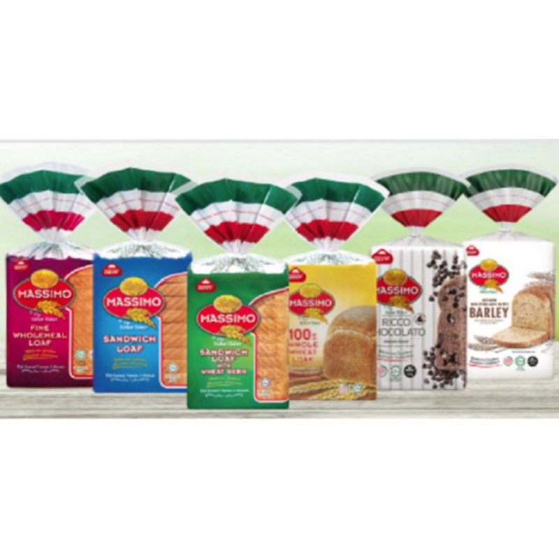 Massimo Sandwich Roti Putih 100 whole wheat loaf 400g600g Shopee